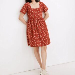 Madewell Allie Mini Dress in Cottage Floral Etruscan Clay S
